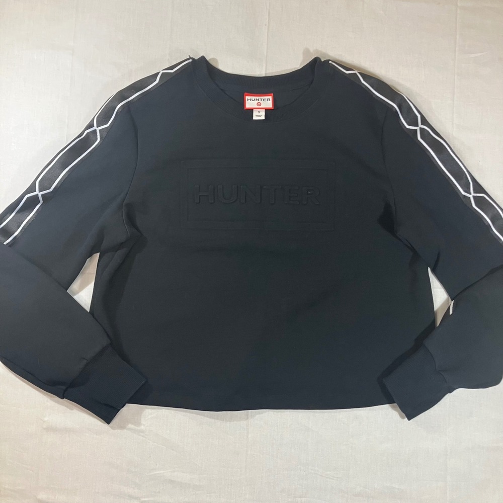 Hunter for Target Womens Black Embossed Logo Cropped Sweatshirt Small RN17730